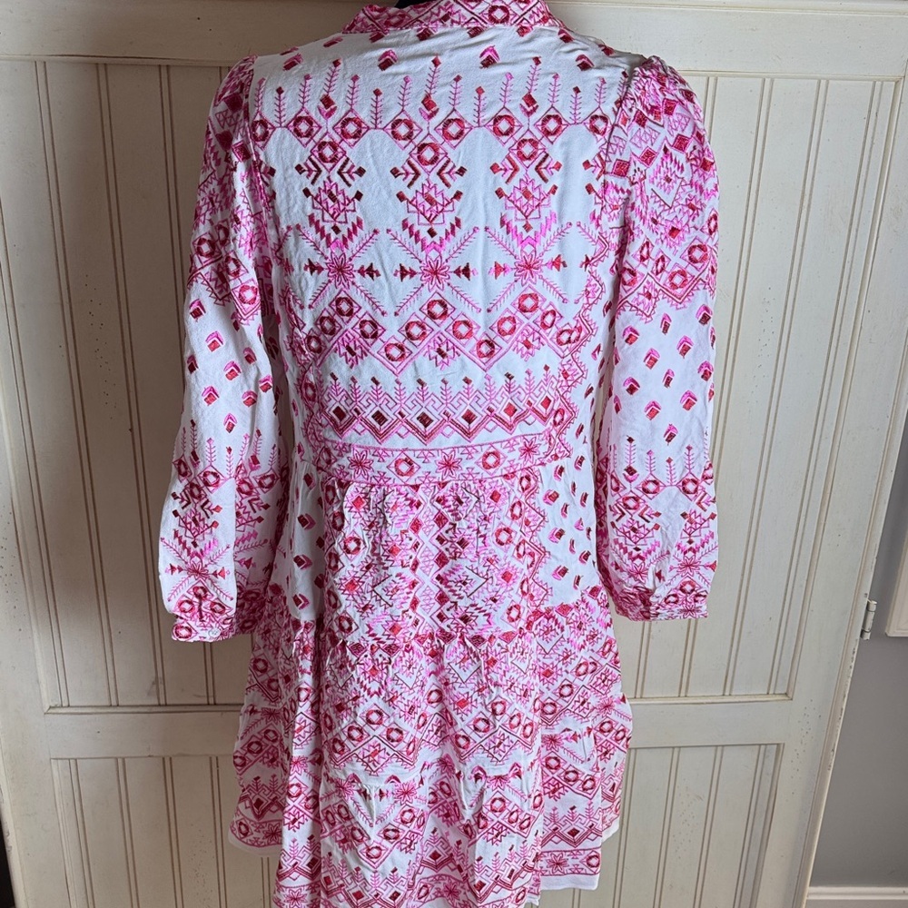 Hale Bob Women’s Embroidered Boho V Neck Long Sleeve Tunic Dress - Picture 3 of 15